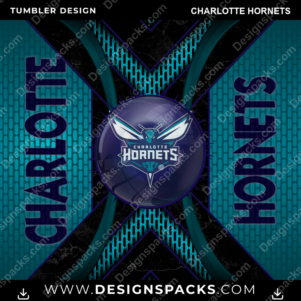 Basketball Metal Grating Charlotte Hornets NBA Basketball Tumbler Digital Wrap Design Download
