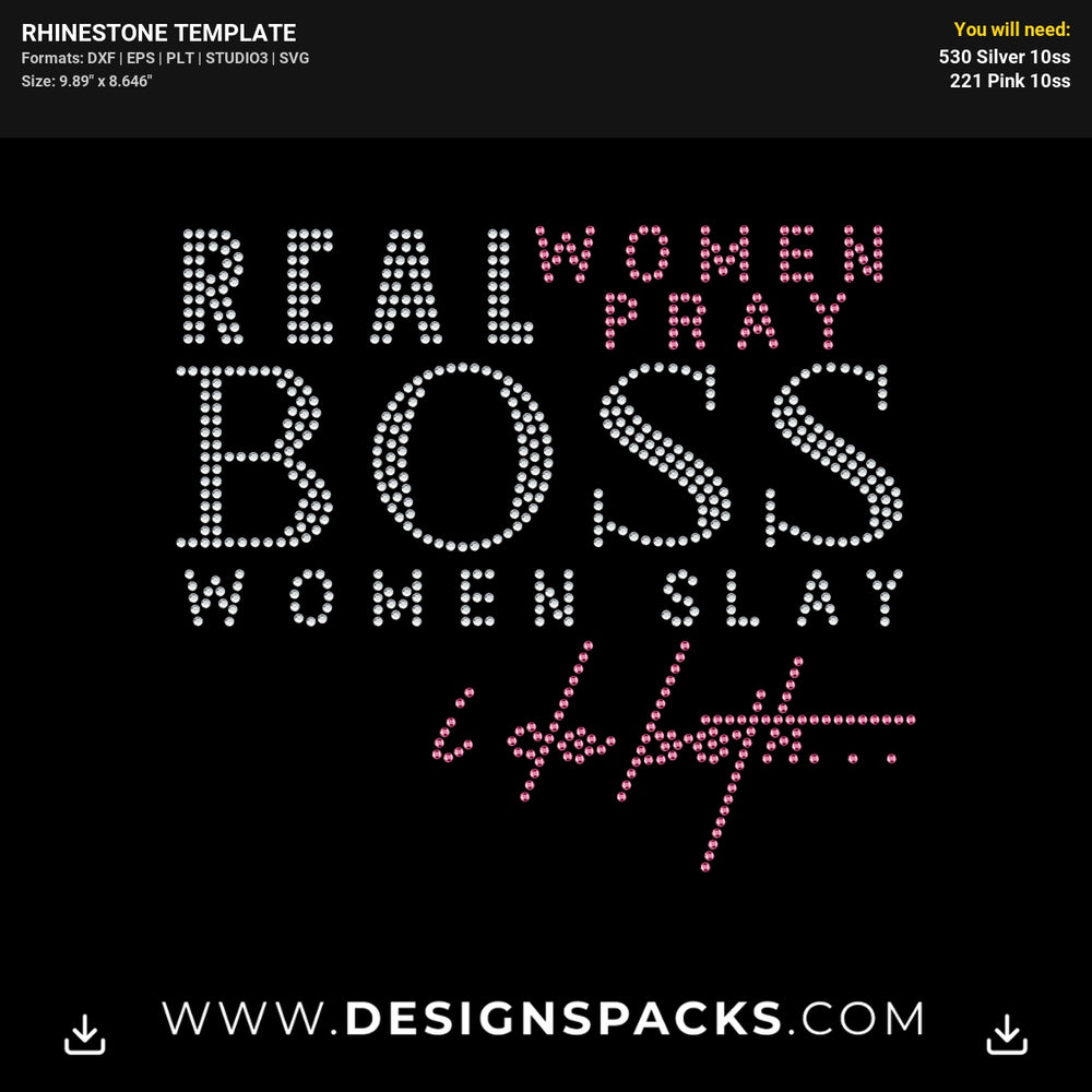 Pray Boss Faith Quote Rhinestone Digital Template