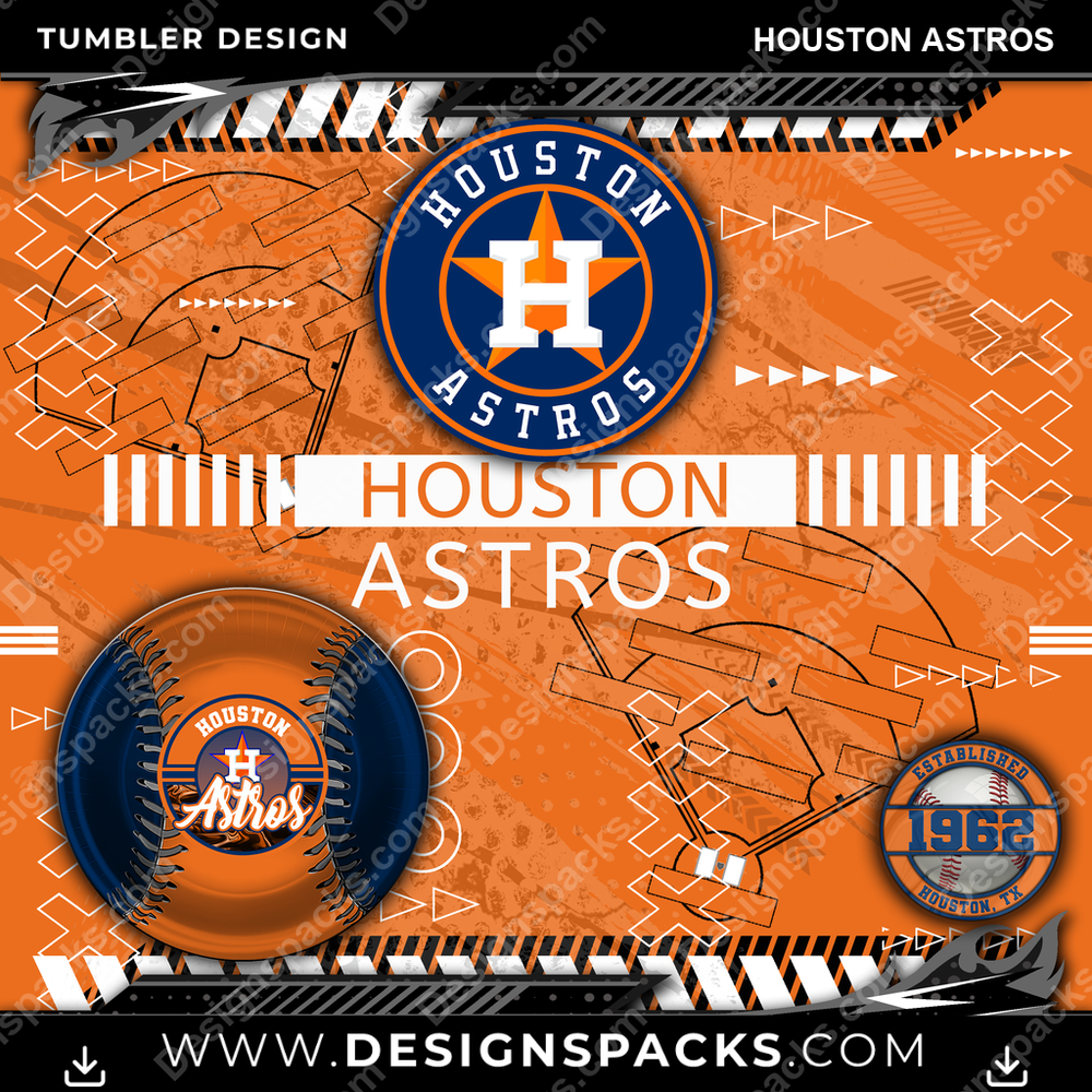 Baseball Xs & Os Houston Astros Tumbler Digital Wrap Design