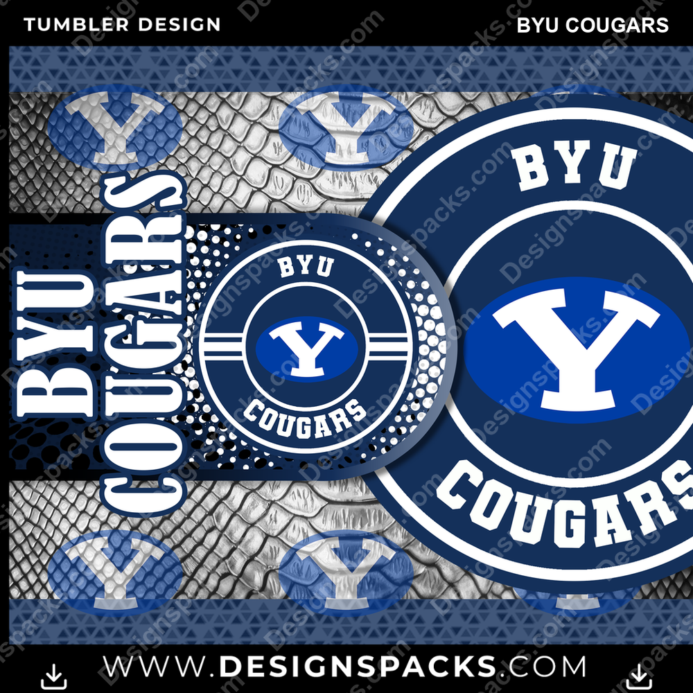 College Sport Hyper BYU Cougars Tumbler Digital Wrap Design