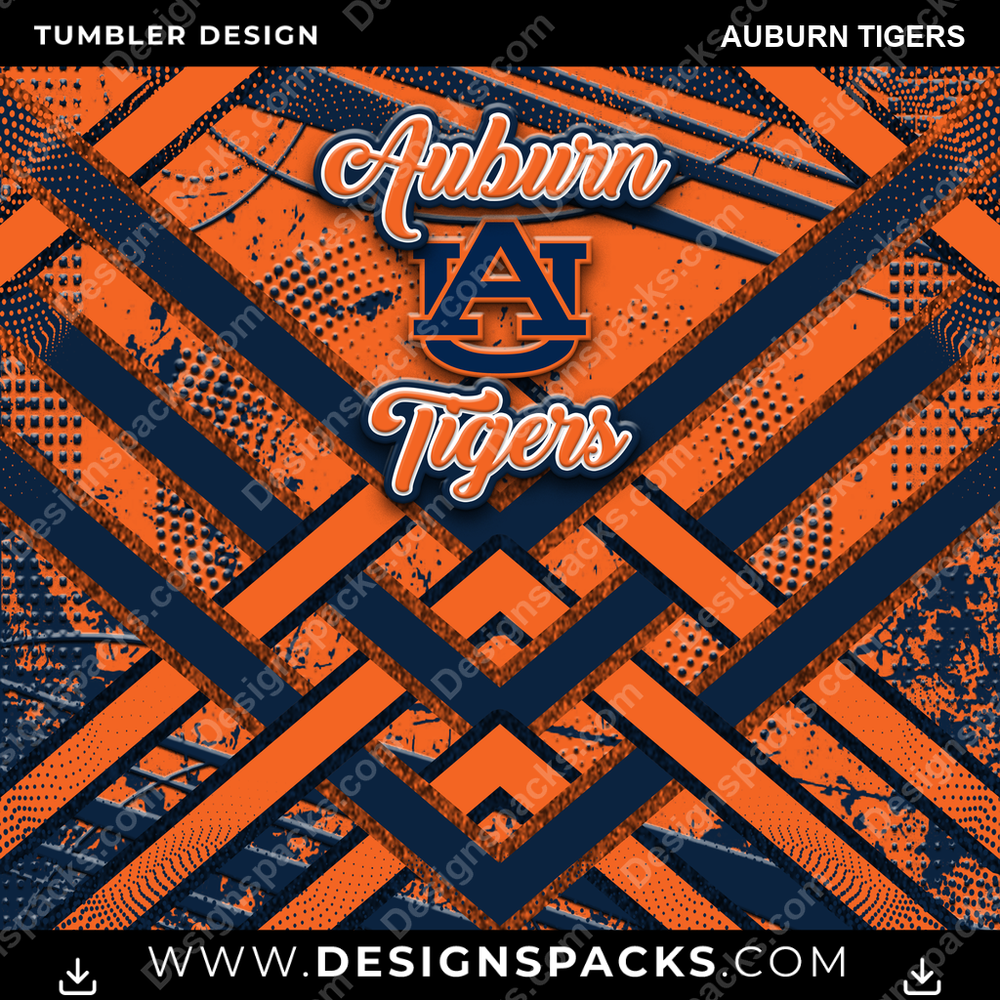 College Sport Glitter Stripe Auburn Tigers NCAA College Sport Tumbler Digital Wrap Design Download
