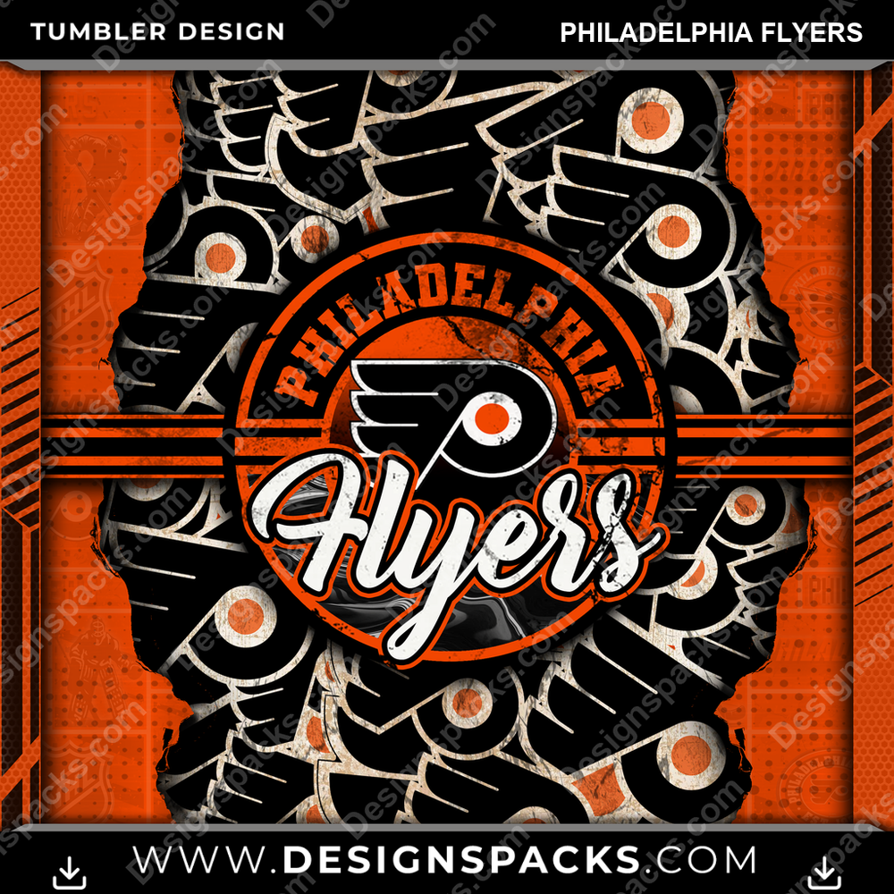 Hockey Ripped Philadelphia Flyers NHL Hockey Tumbler Digital Wrap Design Download