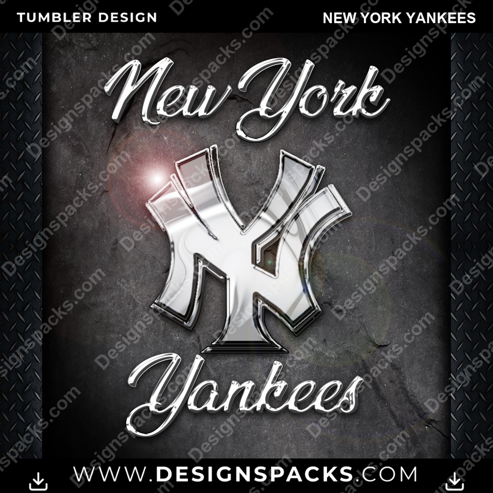 Diseño digital para vaso "New York Yankees" cromado de béisbol