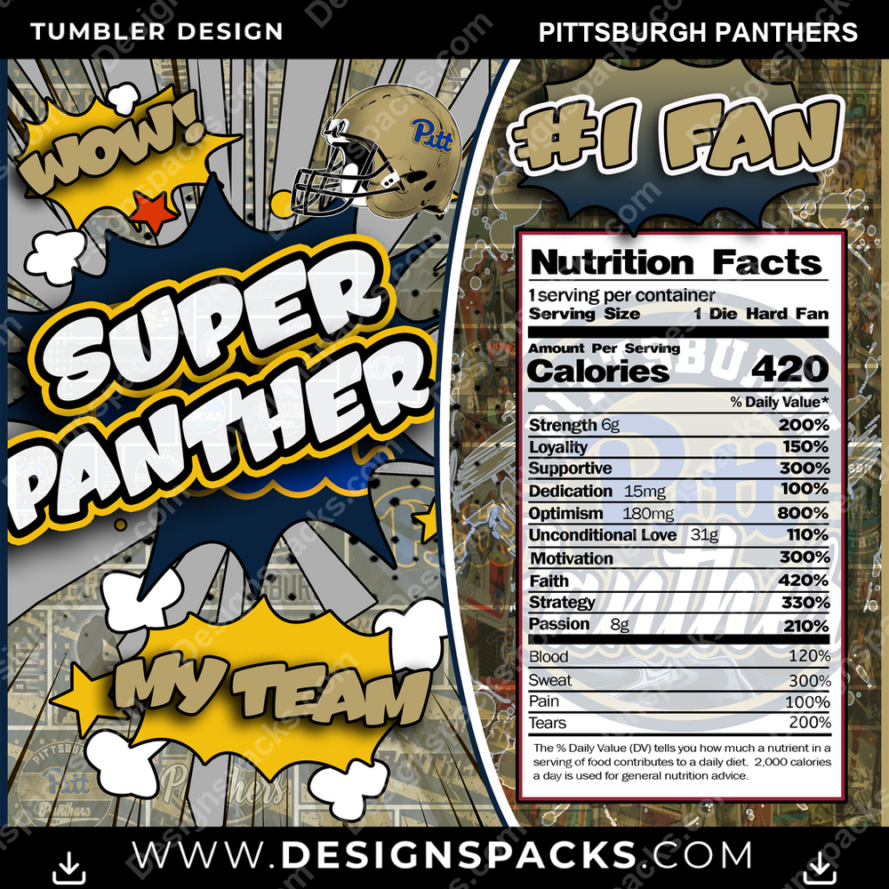 College Sport Super Team Pittsburgh Panthers NCAA College Sport Tumbler Digital Wrap Design Download