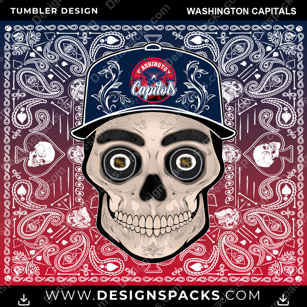 Ice Hockey Skull Handkerchief Washington Capitals NHL Hockey Tumbler Digital Wrap Design Download