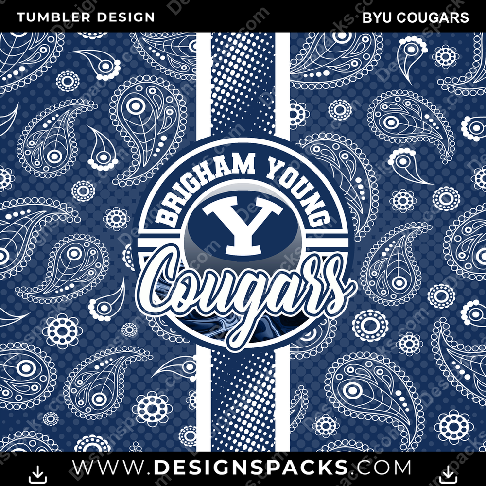 College Sport Handkerchief BYU Cougars Tumbler Digital Wrap Design