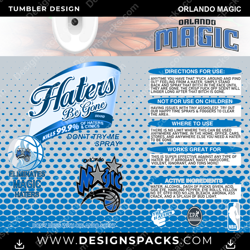 Basketball Haters Be Gone Orlando Magic Tumbler Digital Wrap Design