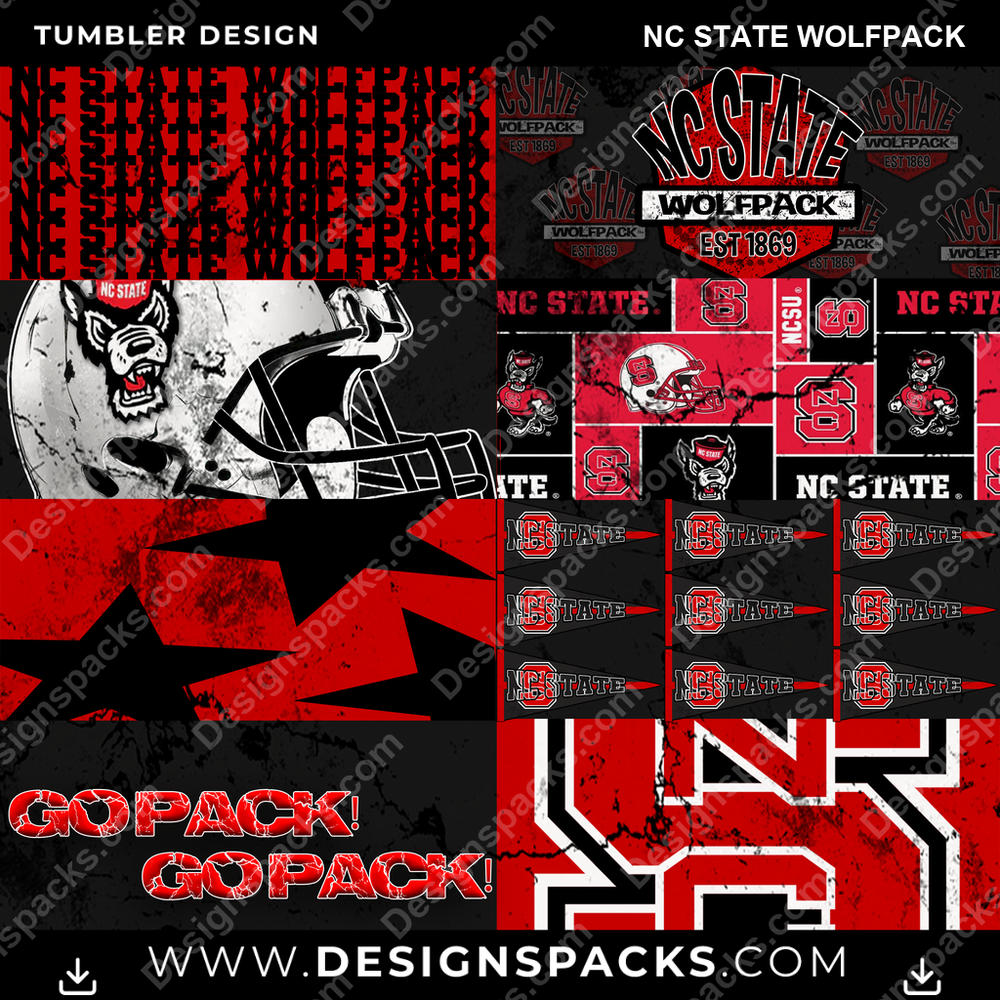College Sport Distressed BG Nc State Wolfpack Tumbler Digital Wrap Design