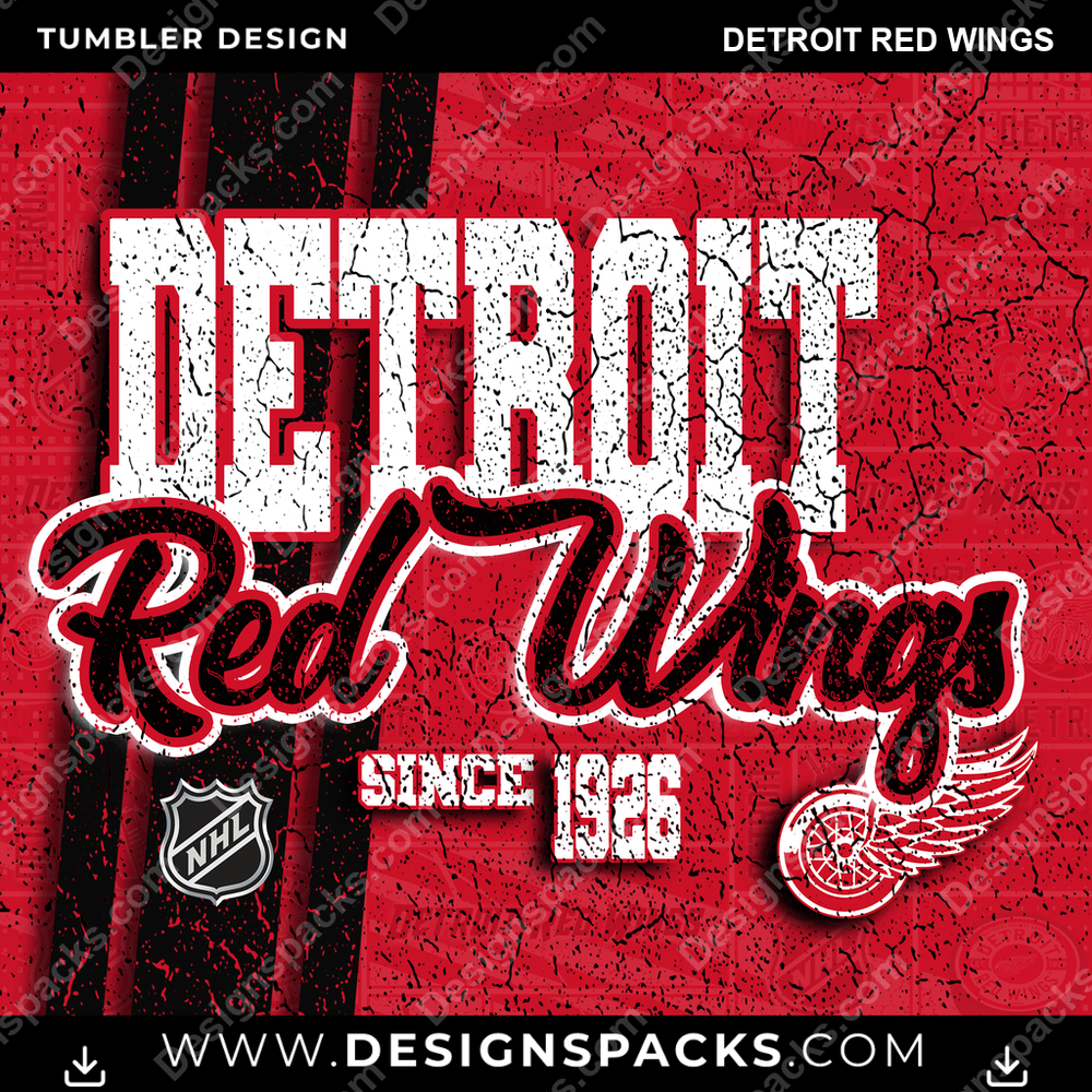 Hockey Grunge Detroit Red Wings NHL Hockey Tumbler Digital Wrap Design Download