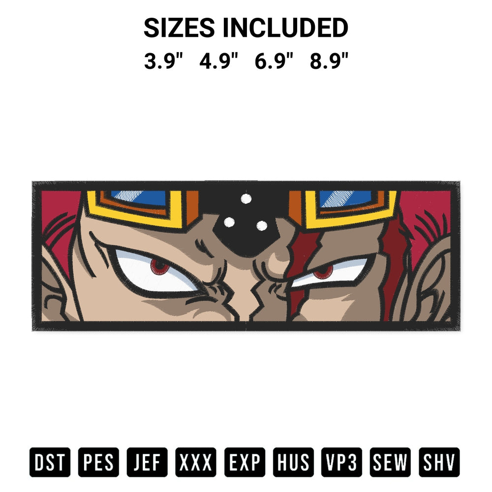 Elevate your next project with our Eustass Kid Eyes Embroidery Design embroidery file. Shop high-quality digital patterns instantly at Designspacks.com. Available sizes: 3.9", 4.9", 6.9", 8.9".
