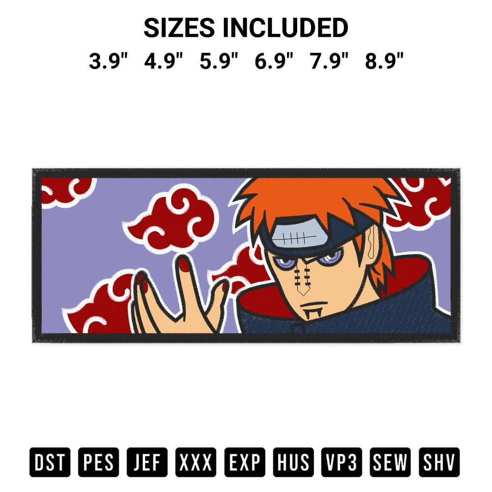 Stitch like a pro with the Naruto Pain Akatsuki Embroidery Design embroidery pattern from Designspacks.com. High-quality digital machine embroidery file. Available sizes: 3.9", 4.9", 5.9", 6.9", 7.9", 8.9".