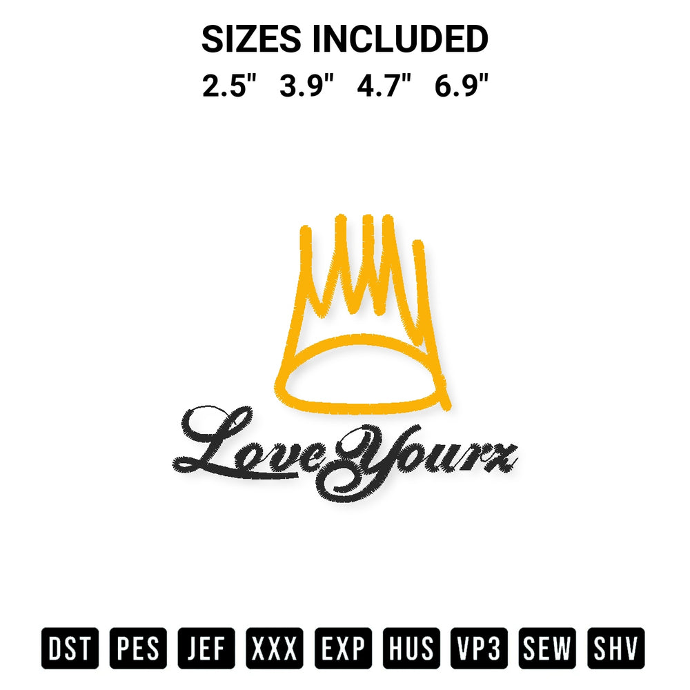 Discover the perfect addition to your crafting collection: Love Yourz Embroidery Design embroidery file. Instantly available at Designspacks.com. Available sizes: 2.5", 3.9", 4.7", 6.9".