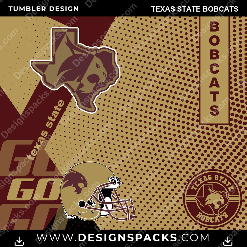 College Sport GO Texas State Bobcats Tumbler Digital Wrap Design