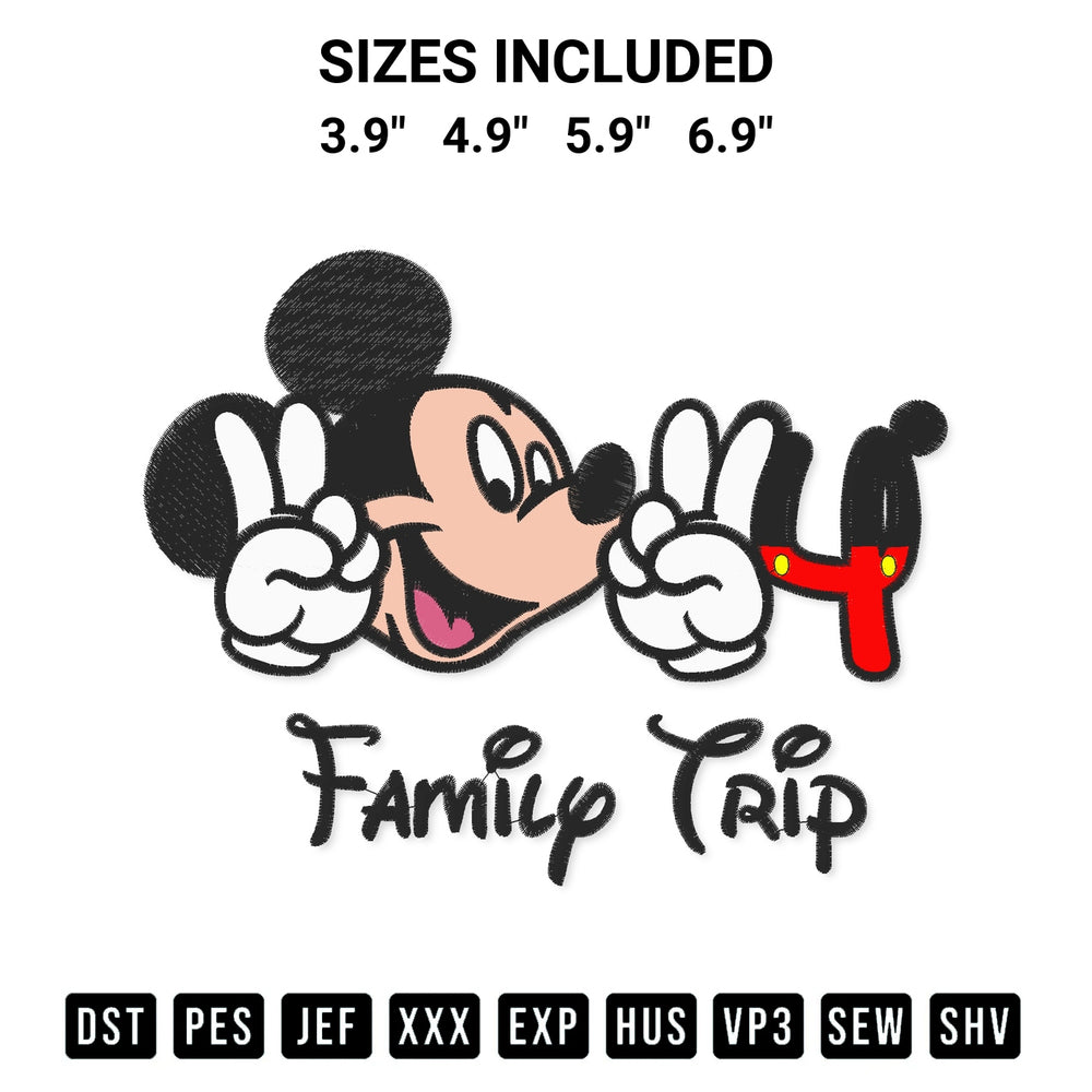 Download the Mickey 2024 Family Trip Embroidery Design machine embroidery design exclusively at Designspacks.com. Premium digitized pattern for apparel and DIY crafts. Available sizes: 3.9", 4.9", 5.9", 6.9".