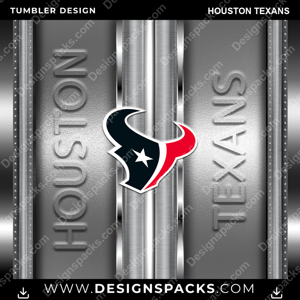Football Metallic Houston Texans Tumbler Digital Wrap Design