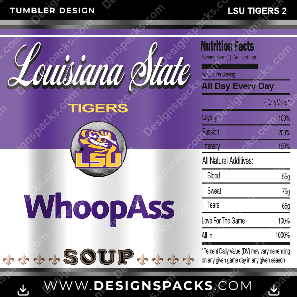 College Sport Soup Can LSU Tigers 2 NCAA College Sport Tumbler Digital Wrap Design Download