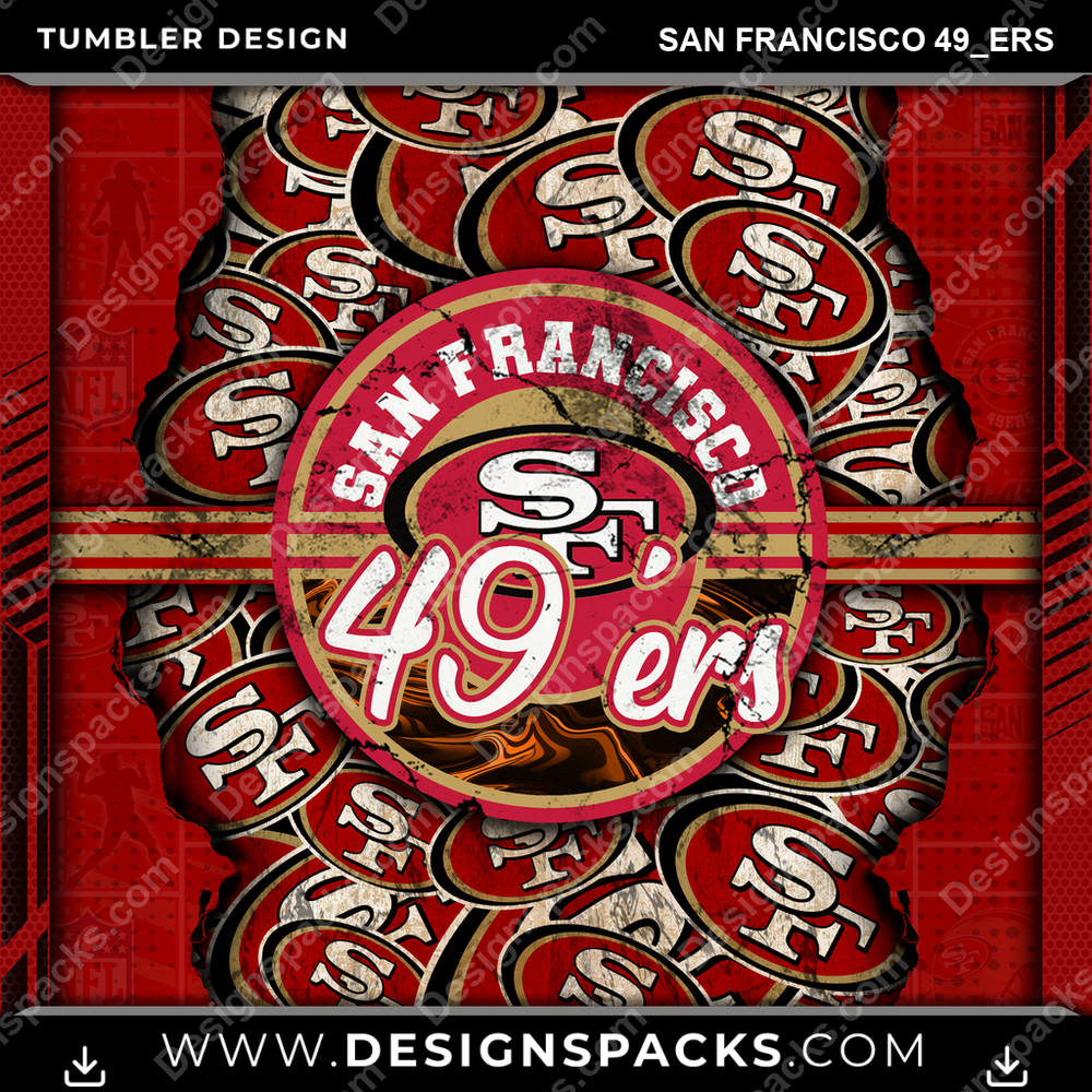 Football Ripped San Francisco 49ers Tumbler Digital Wrap Design