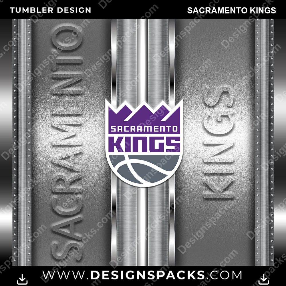 Basketball Metallic Sacramento Kings Tumbler Digital Wrap Design