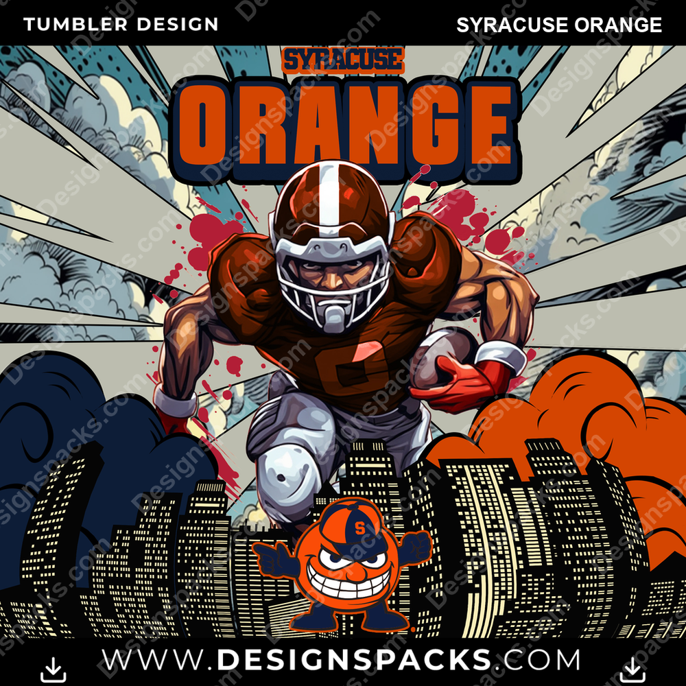 College Sport Comic Cover Syracuse Orange Tumbler Digital Wrap Design