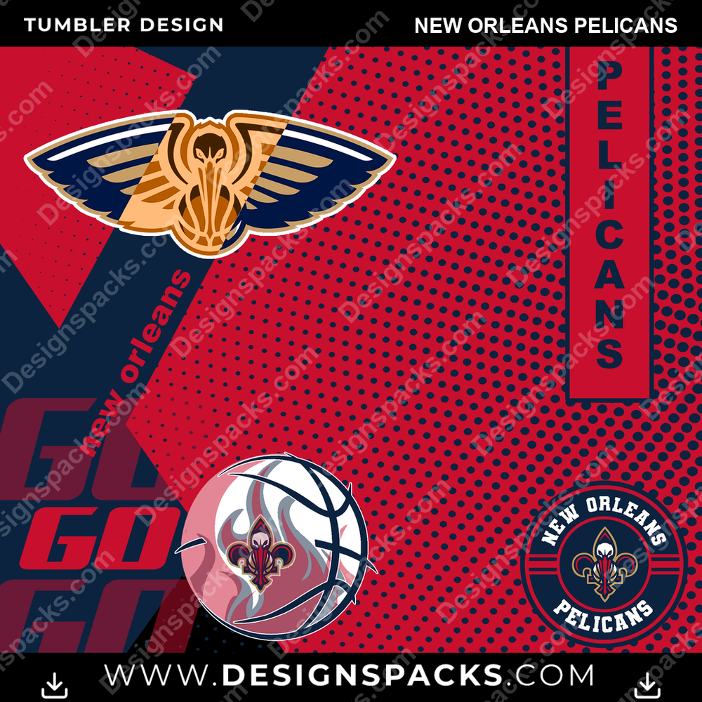 Basketball GO New Orleans Pelicans Tumbler Digital Wrap Design