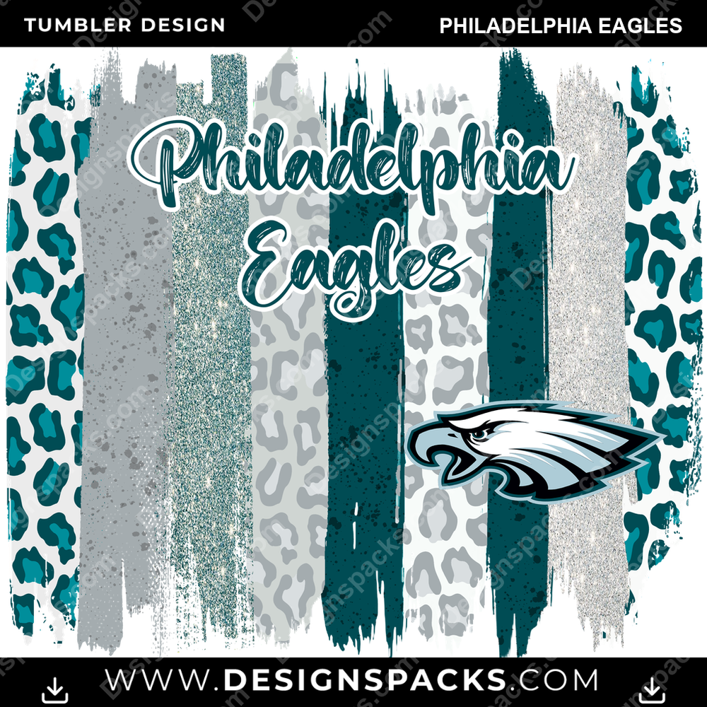 Football Brush Strokes Philadelphia Eagles NFL Football Tumbler Digital Wrap Design Download