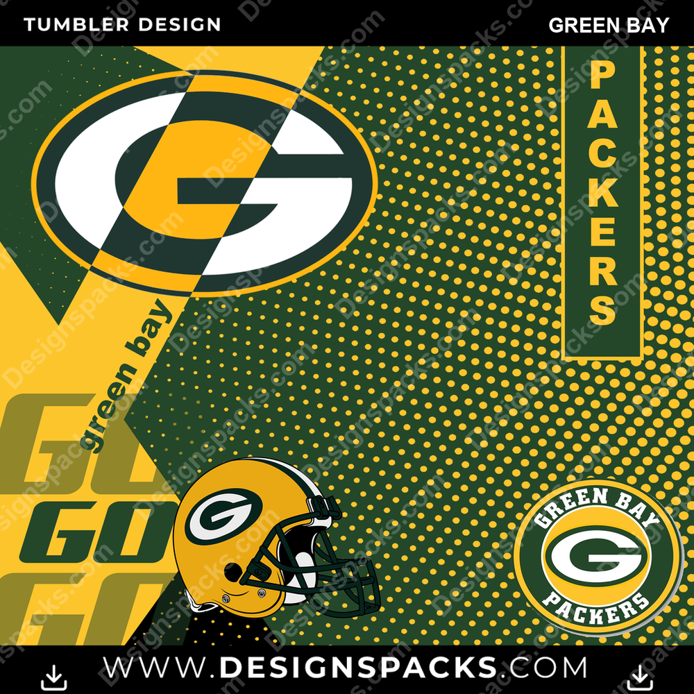 Football GO Green Bay NFL Football Tumbler Digital Wrap Design Download