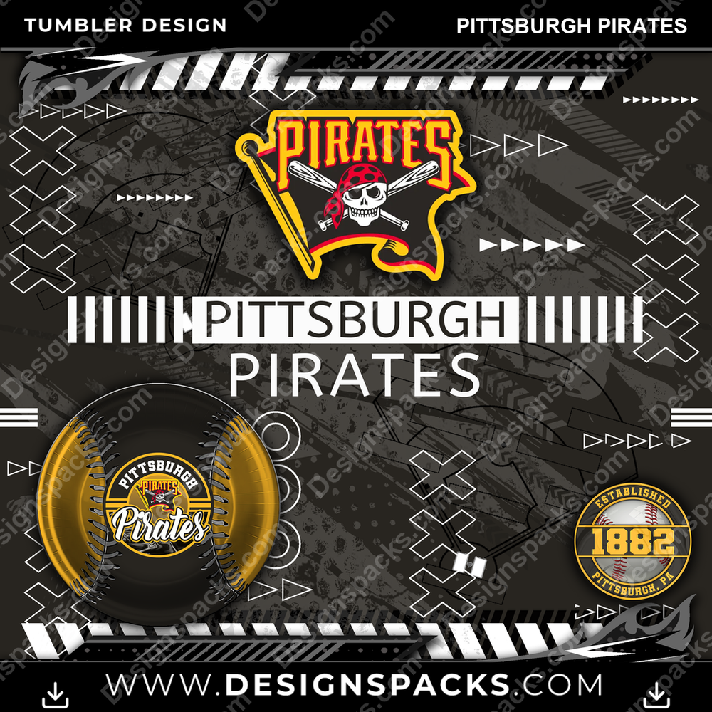 Baseball Xs & Os Pittsburgh Pirates Tumbler Digital Wrap Design