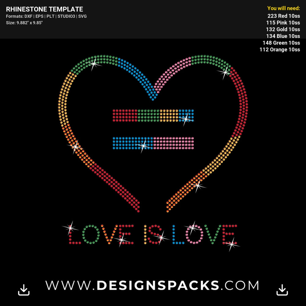 Bgart_Minimal_Pride_Heart_Equality_3Mm Rhinestone Digital Template