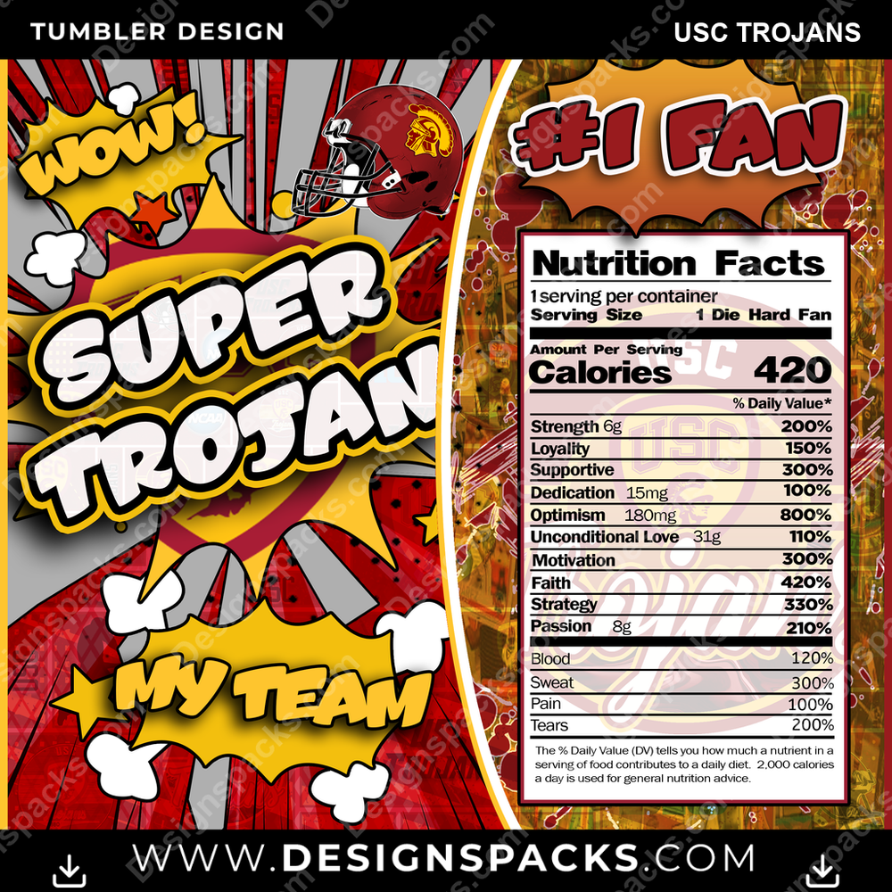 College Sport Super Team USC Trojans NCAA College Sport Tumbler Digital Wrap Design Download