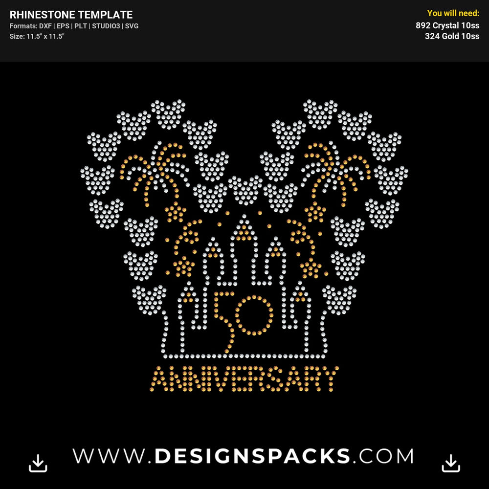 Disney Anniversary 50 Rhinestone Digital Template