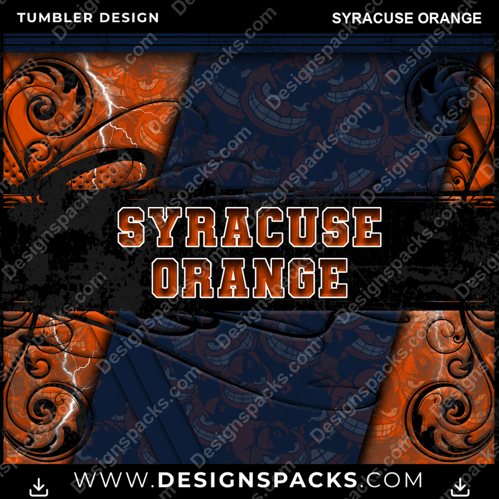 College Sport Elegant Syracuse Orange Tumbler Digital Wrap Design
