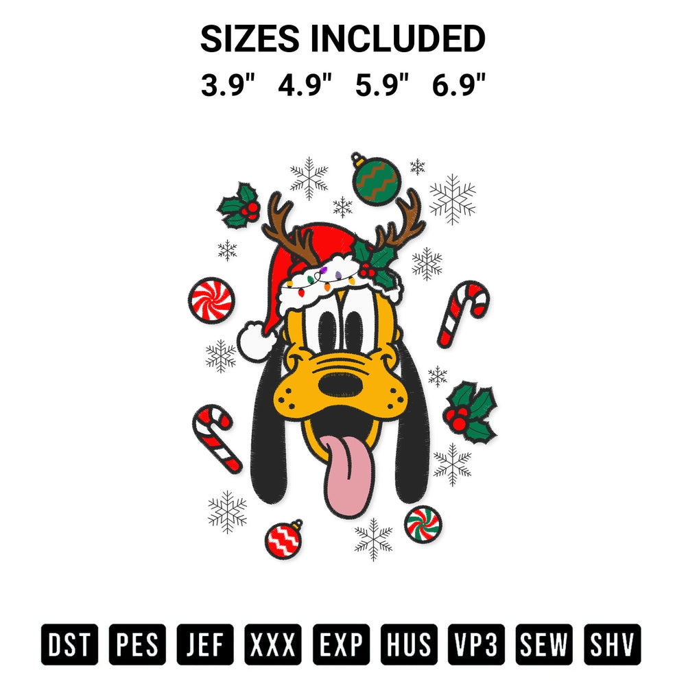Transform your fabrics with the Pluto Face Reindeer Christmas Embroidery Design embroidery design. Instant access to premium digitized patterns at Designspacks.com. Available sizes: 3.9", 4.9", 5.9", 6.9".