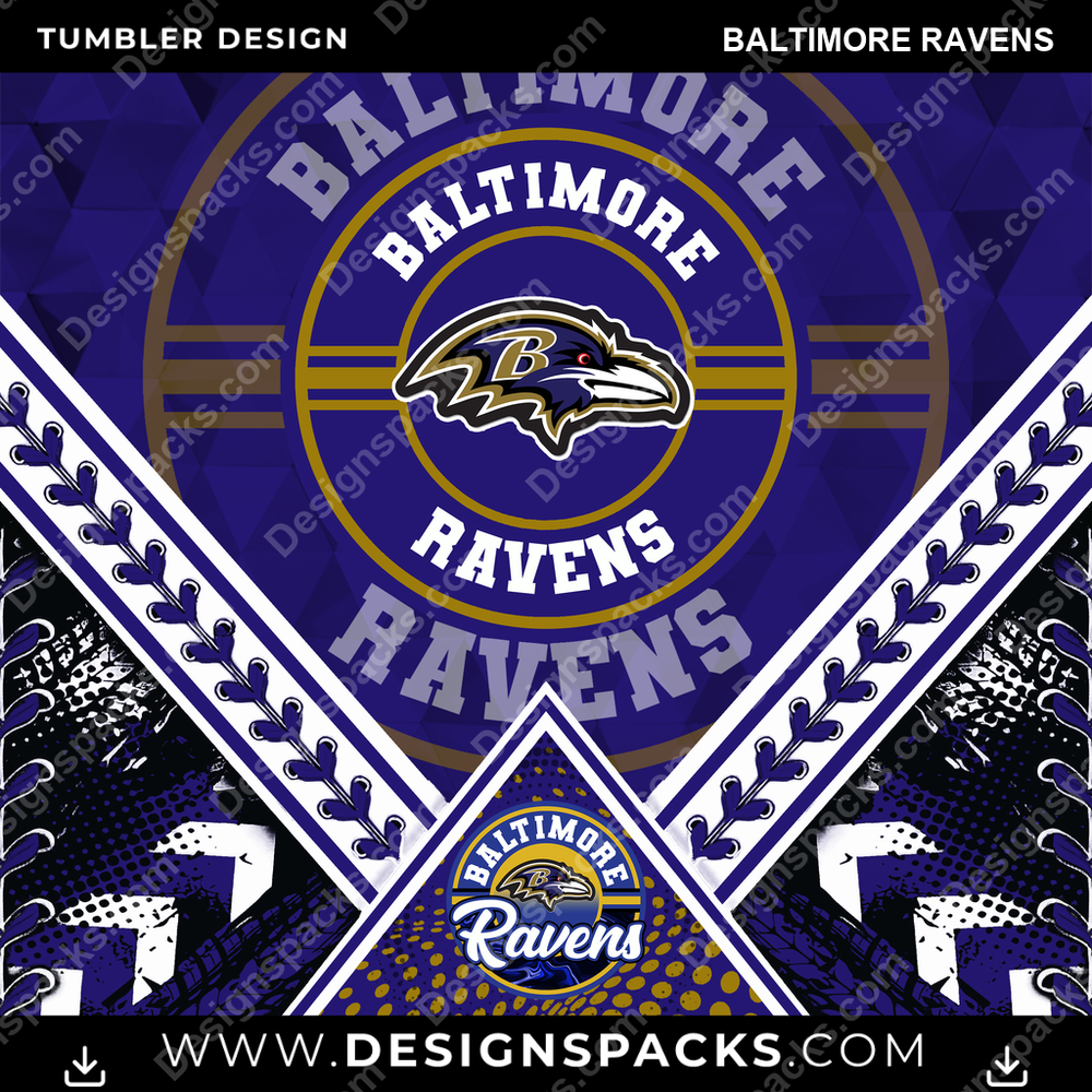Diseño Digital Envolvente para Vaso de Baltimore Ravens con Diamante de Fútbol Americano