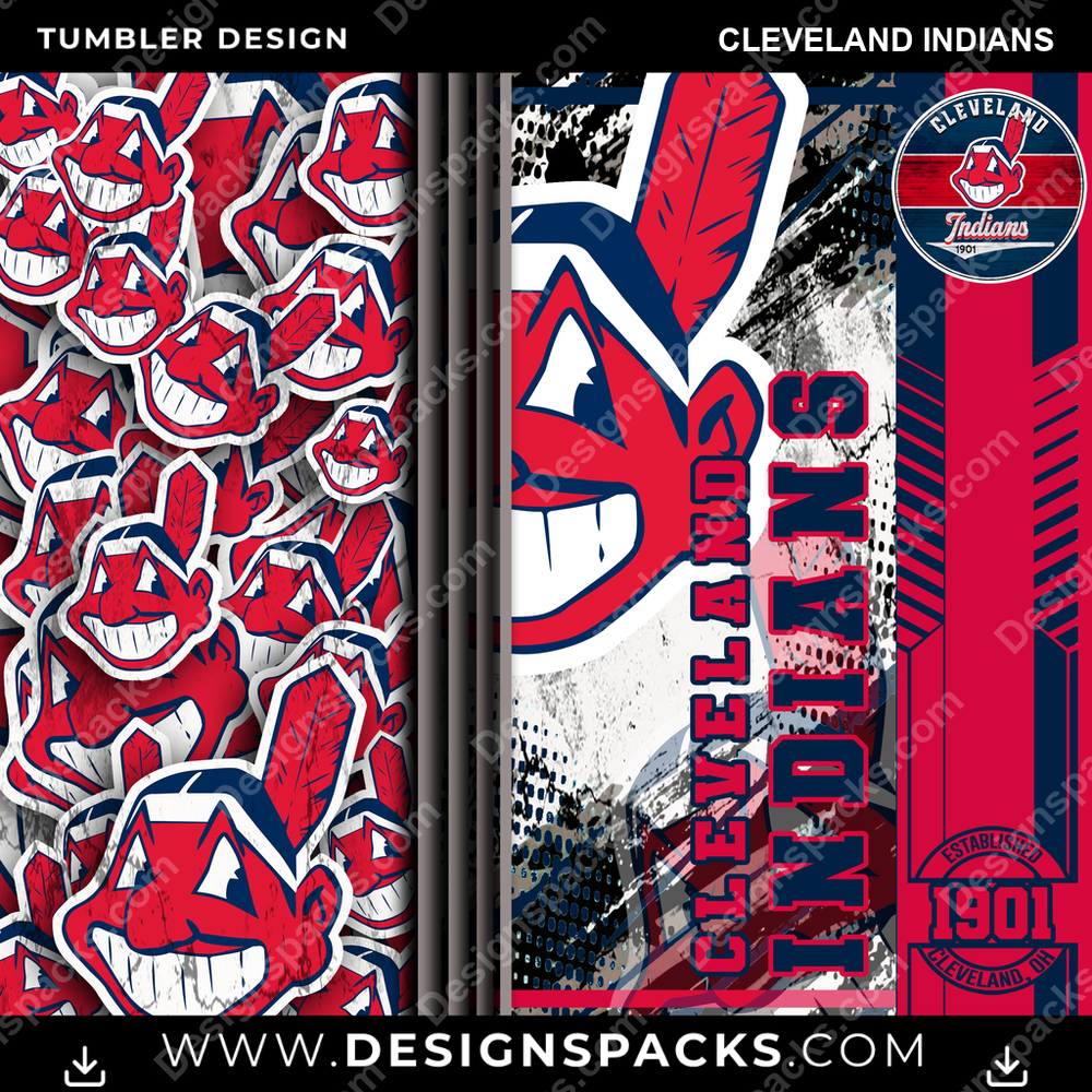 Baseball Sports Cleveland Indians Tumbler Digital Wrap Design
