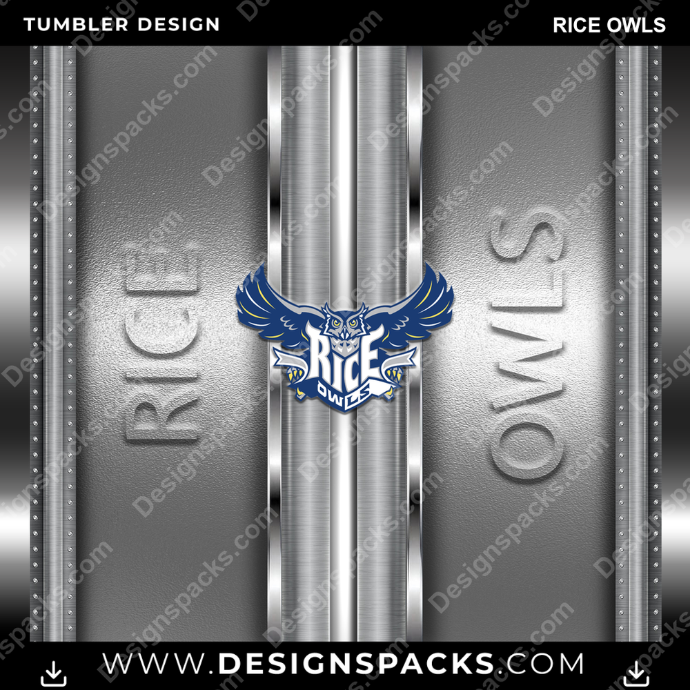 College Sport Metallic Rice Owls NCAA College Sport Tumbler Digital Wrap Design Download