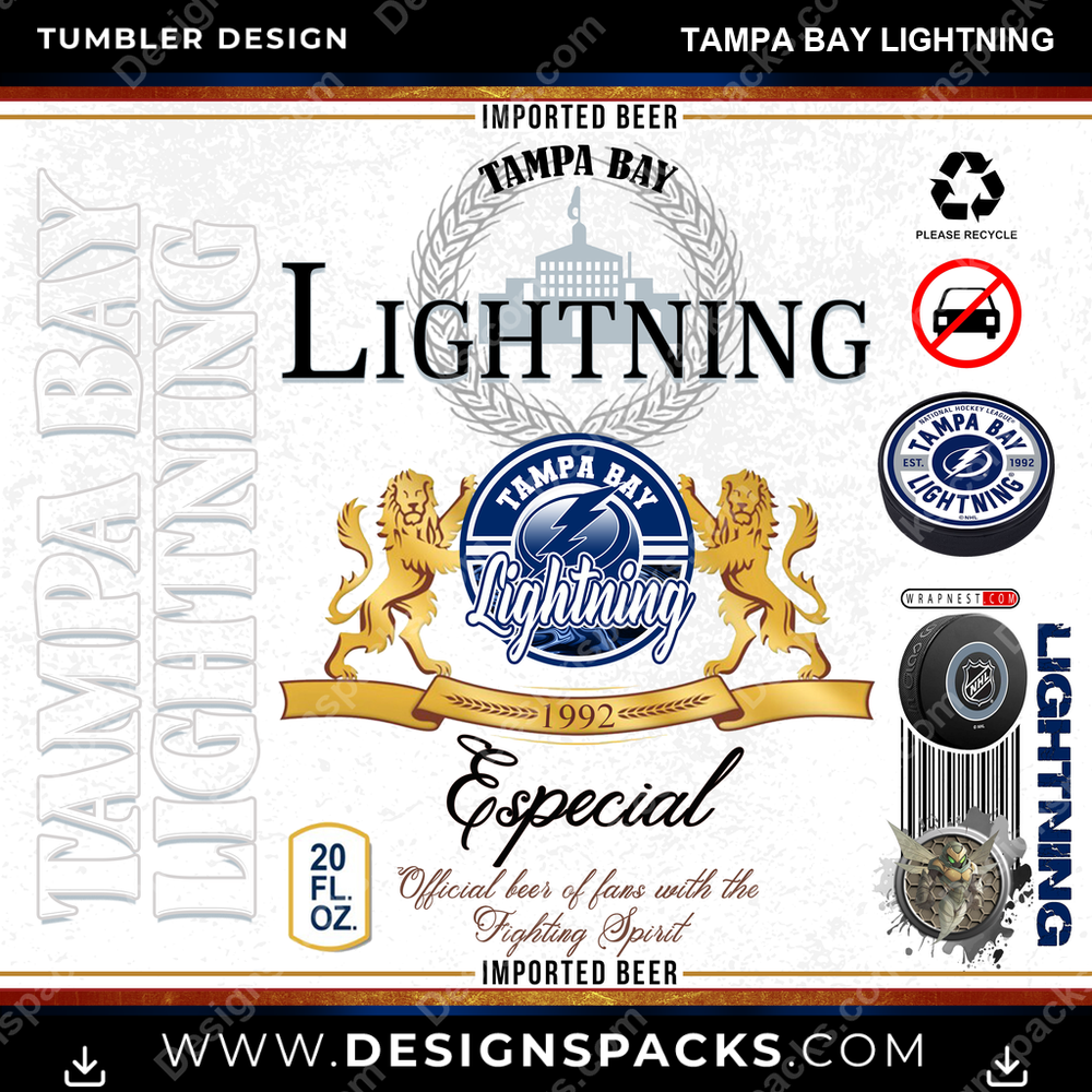 Hockey Modelo Tampa Bay Lightning Tumbler Digital Wrap Design