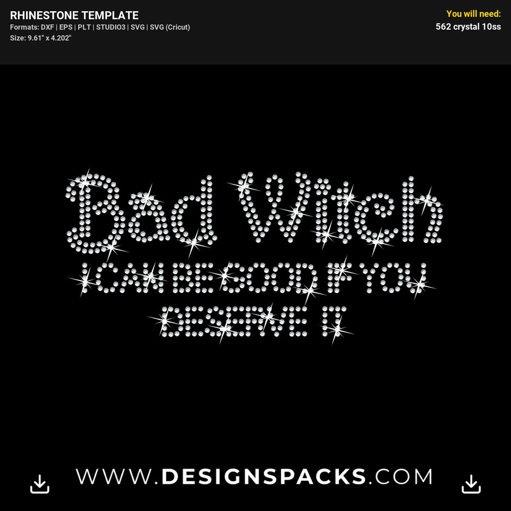 Bad Witch Halloween Party Shirt Graphic Rhinestone Digital Template