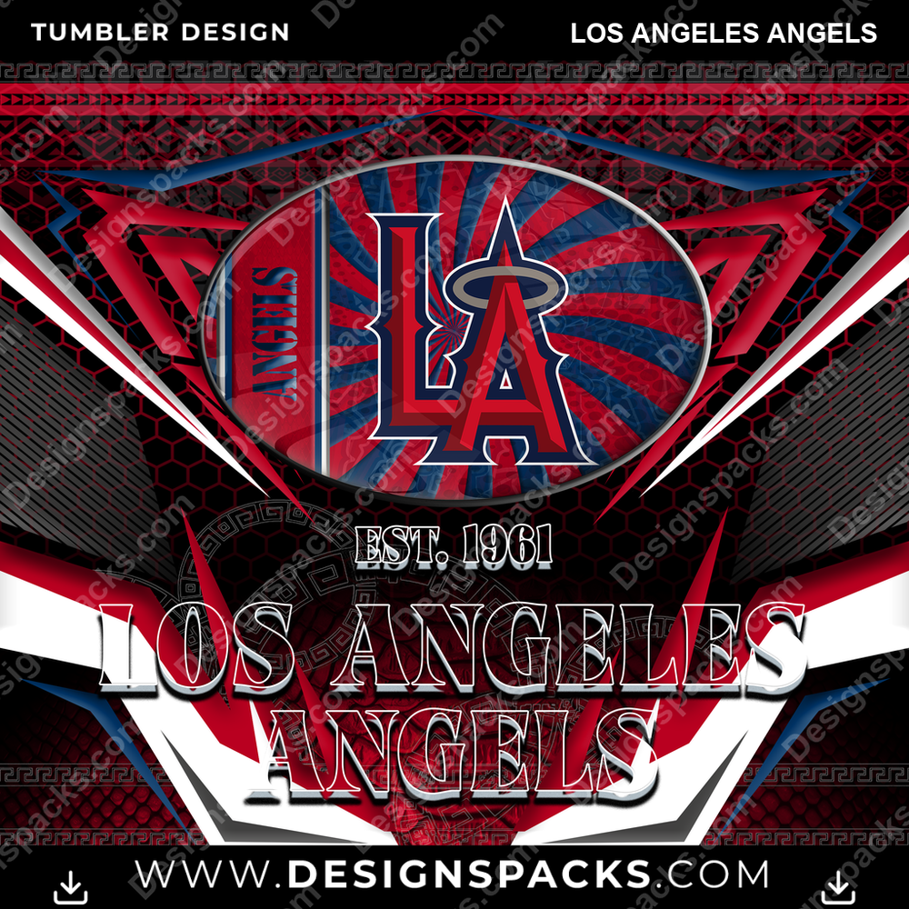 Baseball Tribal Los Angeles Angels Tumbler Digital Wrap Design