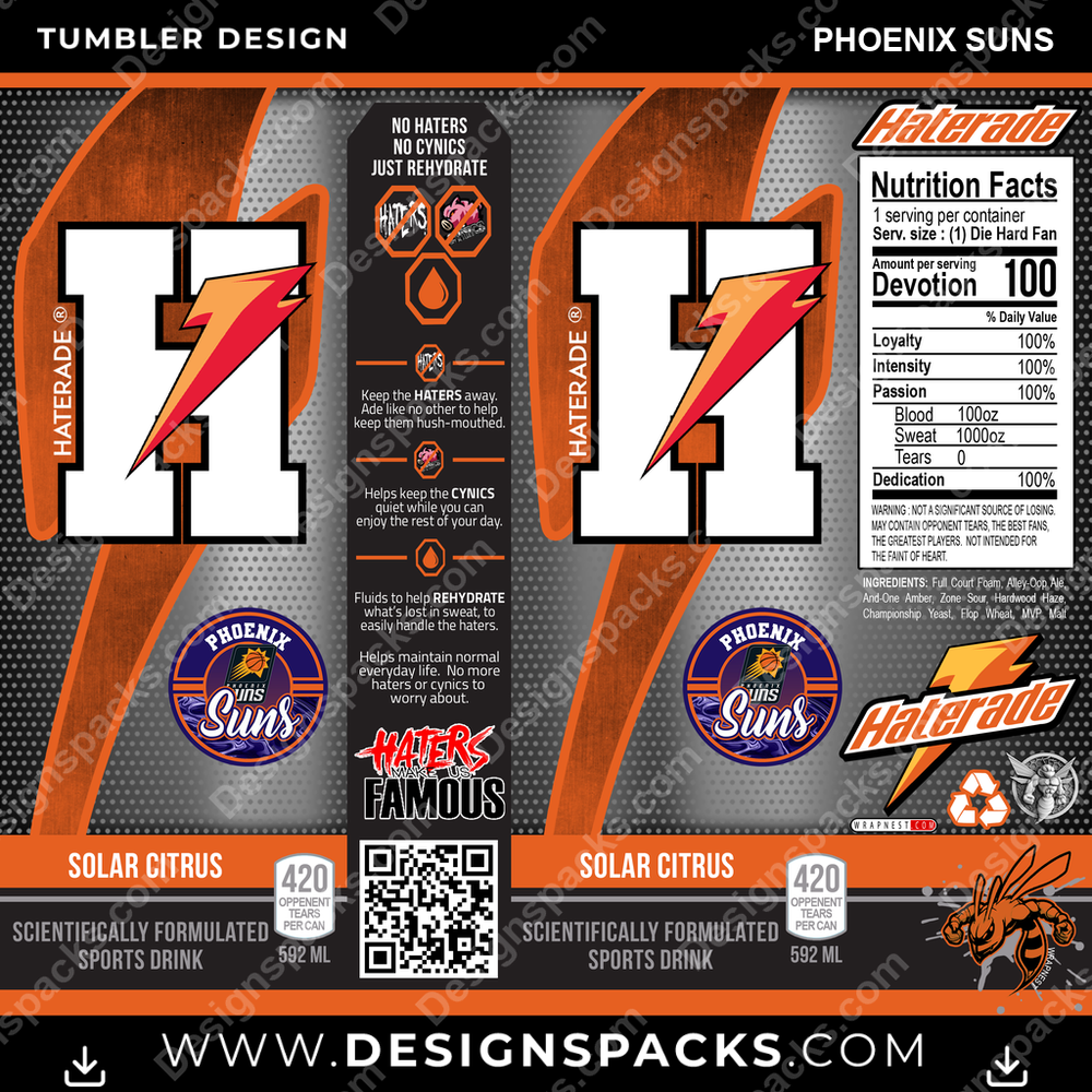 Basketball Haterade Phoenix Suns Tumbler Digital Wrap Design