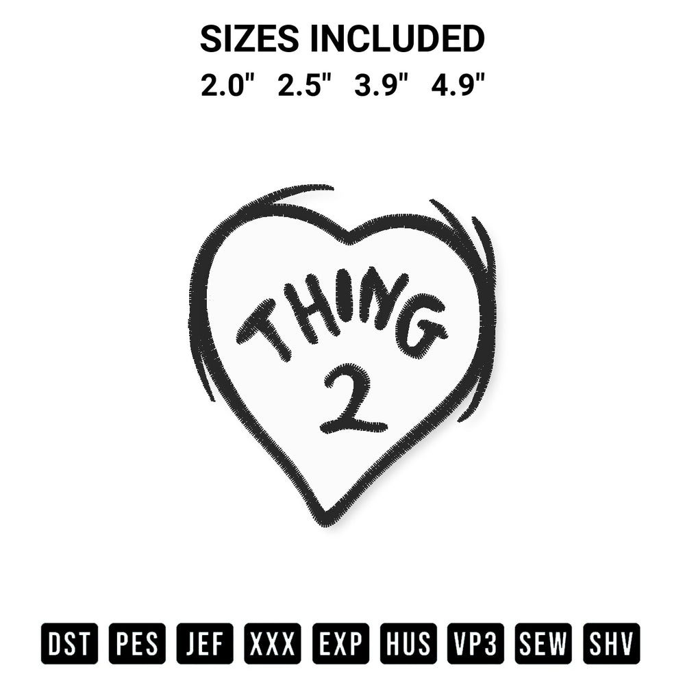 Download the Dr Seuss Thing 2 Heart Embroidery Design machine embroidery design exclusively at Designspacks.com. Premium digitized pattern for apparel and DIY crafts. Available sizes: 2.0", 2.5", 3.9", 4.9".