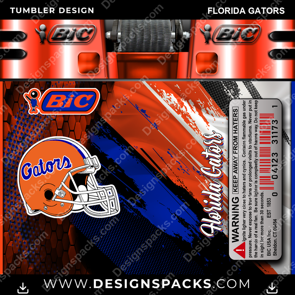 College Sport BIC Lighter Florida Gators Tumbler Digital Wrap Design