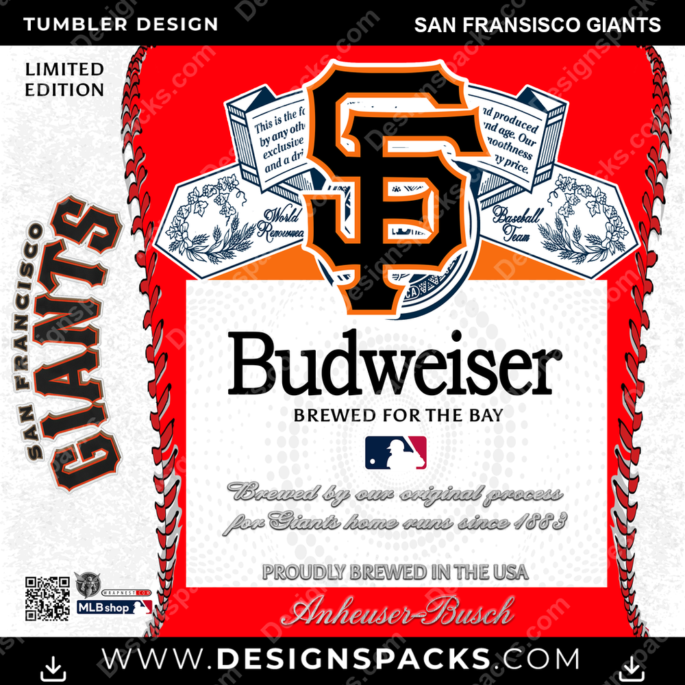 Baseball Bud San Fransisco Giants Tumbler Digital Wrap Design