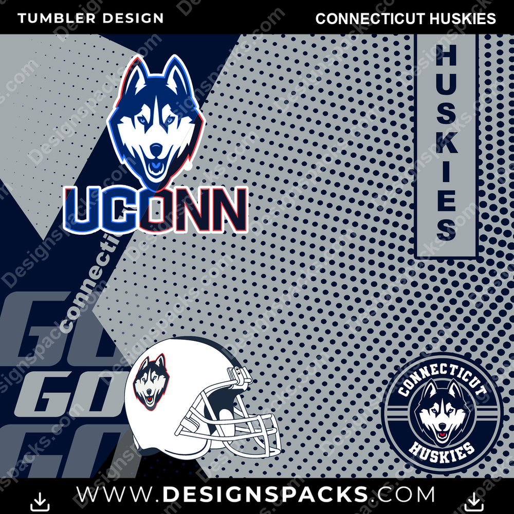 College Sport GO Connecticut Huskies NCAA College Sport Tumbler Digital Wrap Design Download