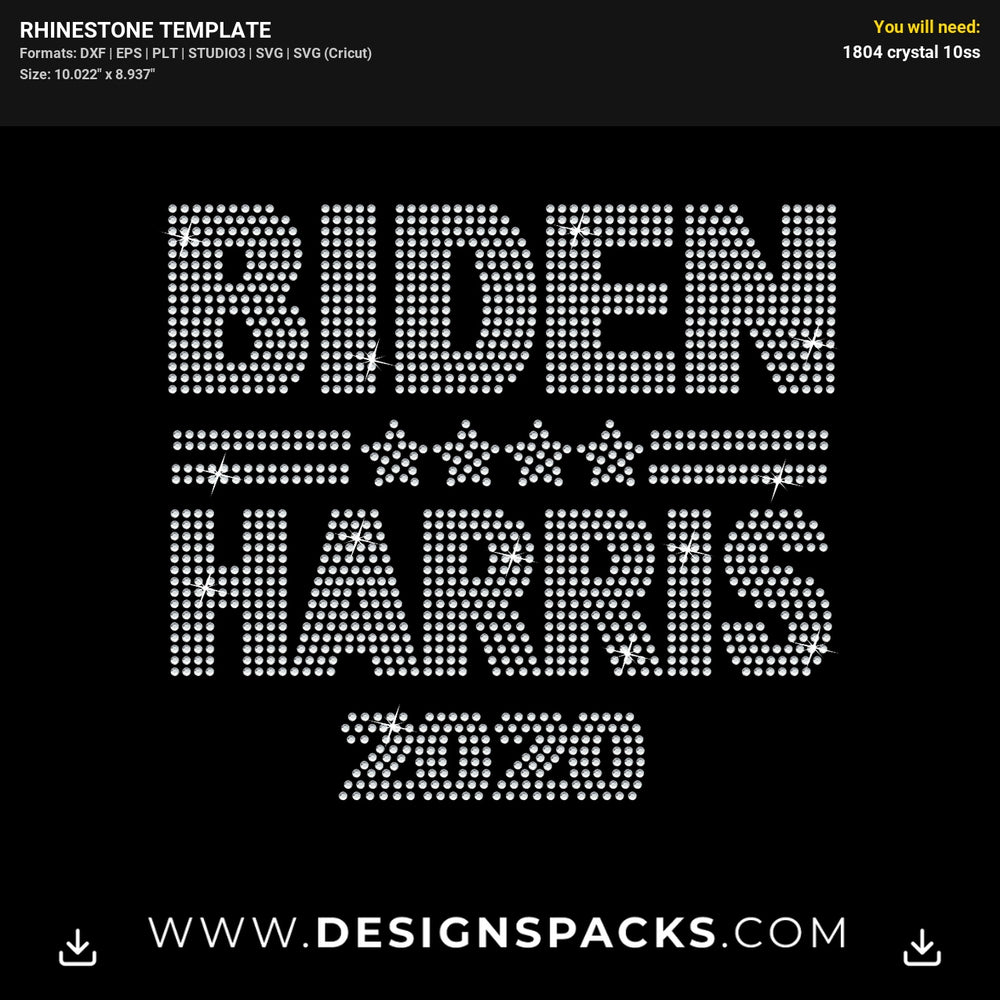 Biden Harris 2020 Election Campaign Rhinestone Digital Template