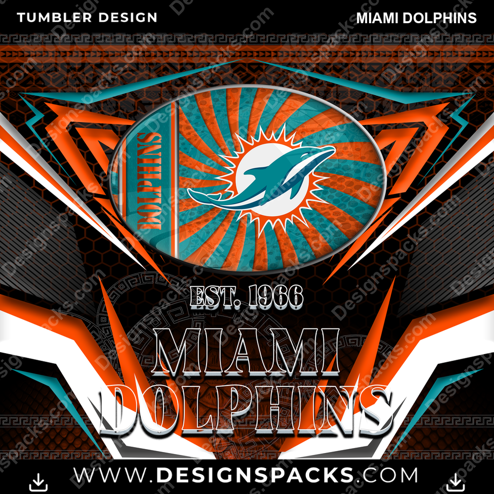 Football Tribal Miami Dolphins Tumbler Digital Wrap Design