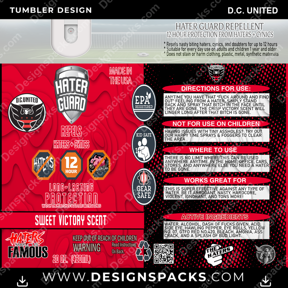US Soccer Hater Guard D.C. United Tumbler Digital Wrap Design