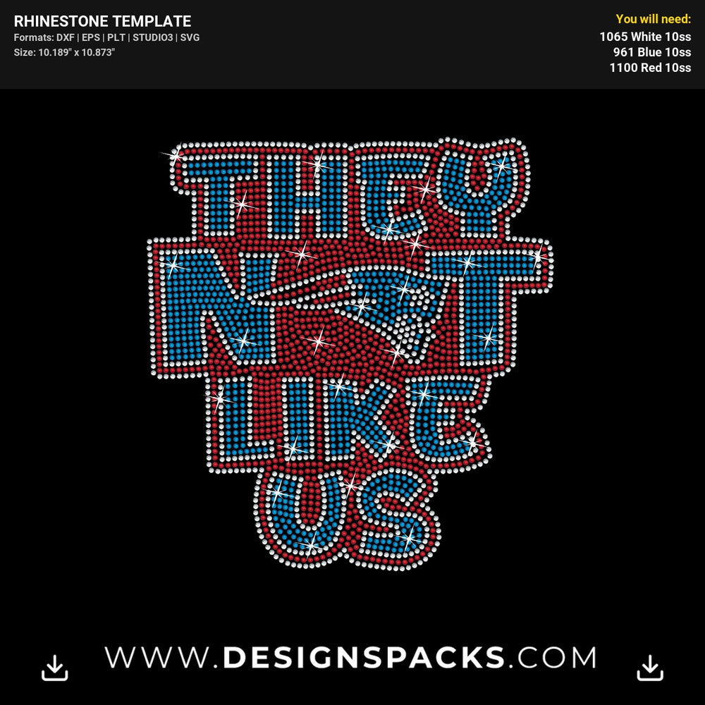 They Not Like Us Patriots Rhinestone Digital Template
