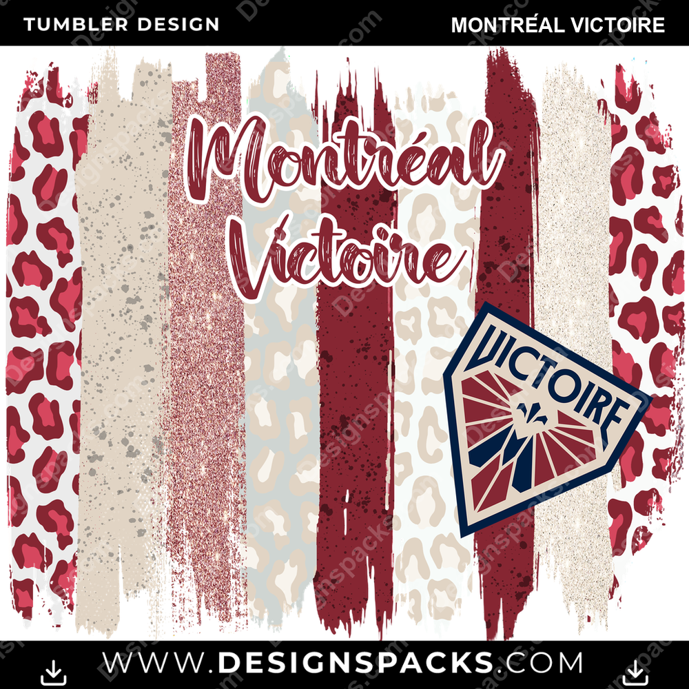 Hockey Brush Strokes Montréal Victoire Tumbler Digital Wrap Design