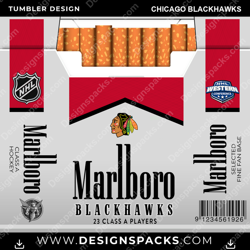 Ice Hockey Marlboro Chicago Blackhawks Tumbler Digital Wrap Design