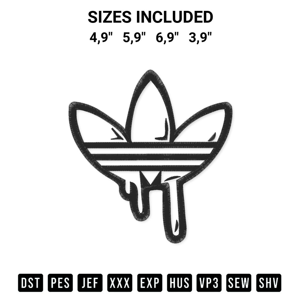 Add a unique touch to your apparel with the Adidas Drip Logo Embroidery Design embroidery file. Premium instant download available now on Designspacks.com. Available sizes: 4,9", 5,9", 6,9", 3,9".